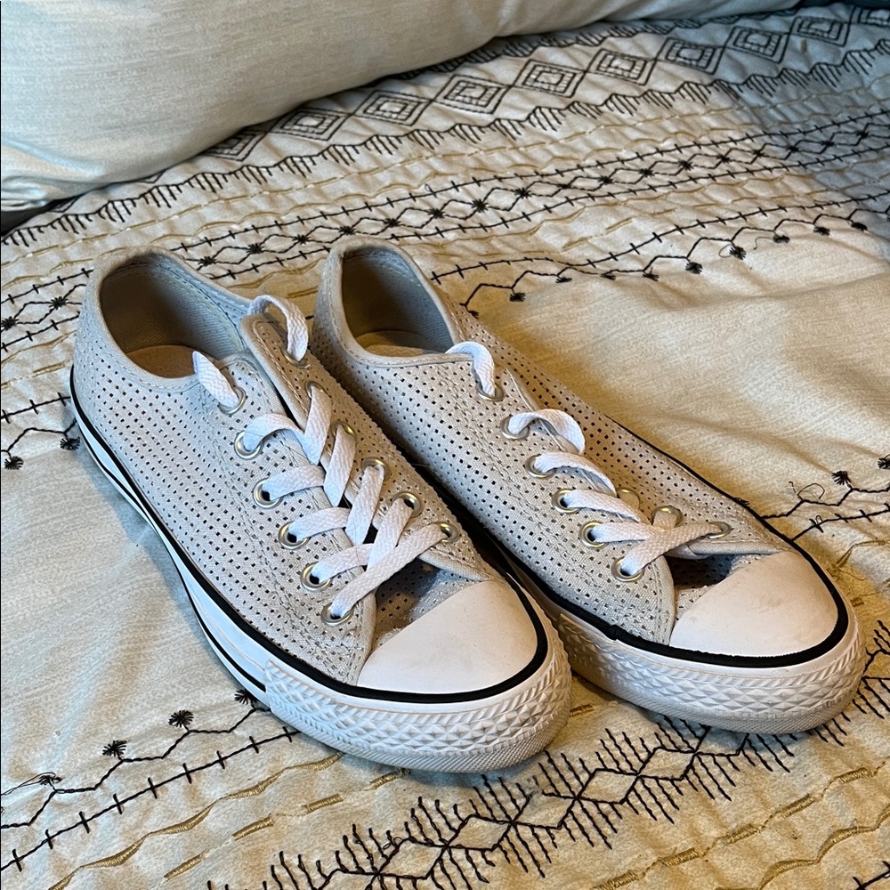 Converse All Stars White & Grey Perforated Sneakers